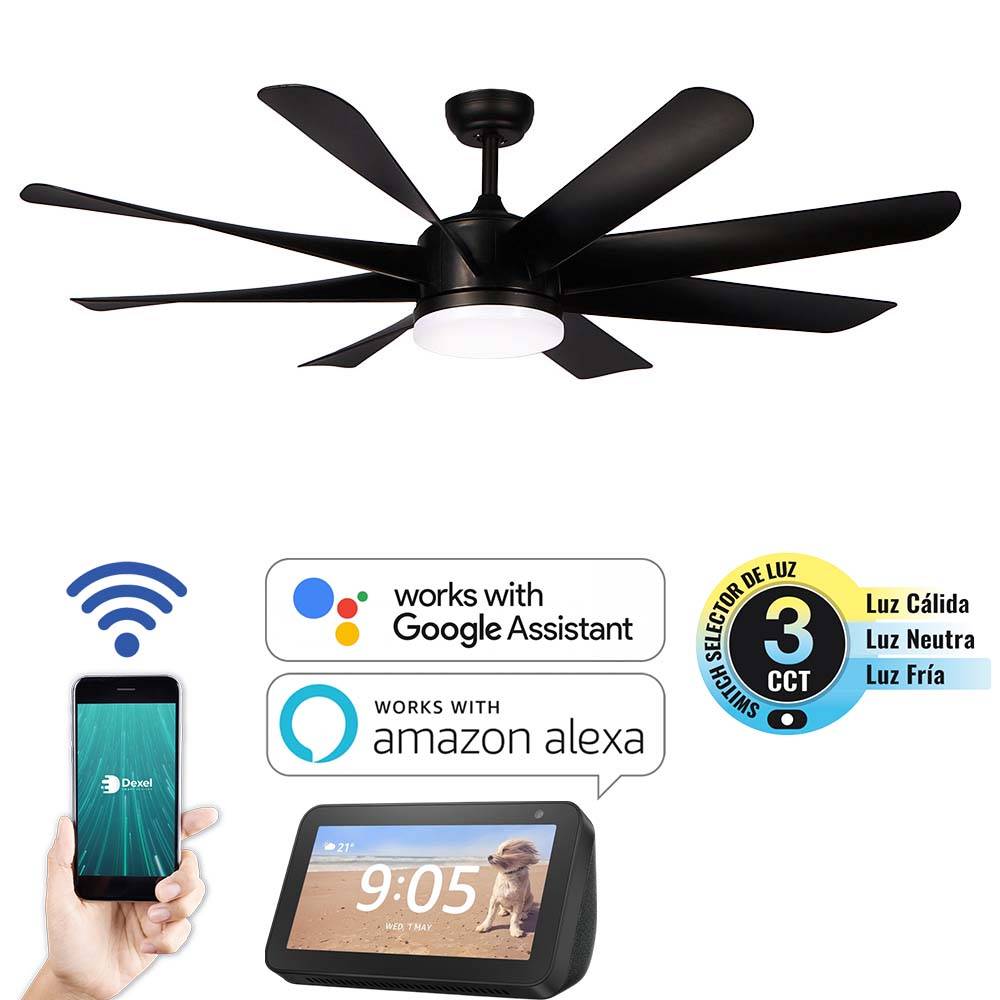 Ventilador Smart de tumbado Kent 60" con LED 3CCT y control