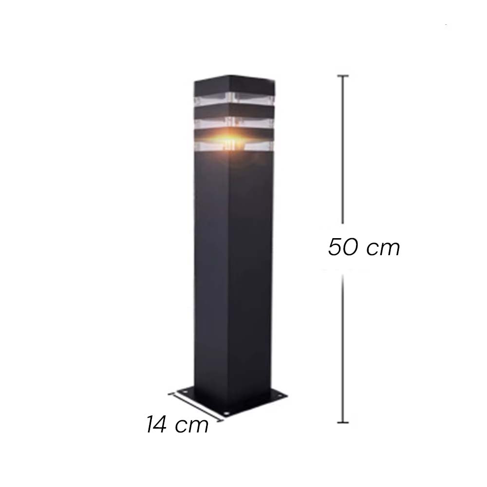 Bolardo E27 Lines negro impermeable 500mm IP44