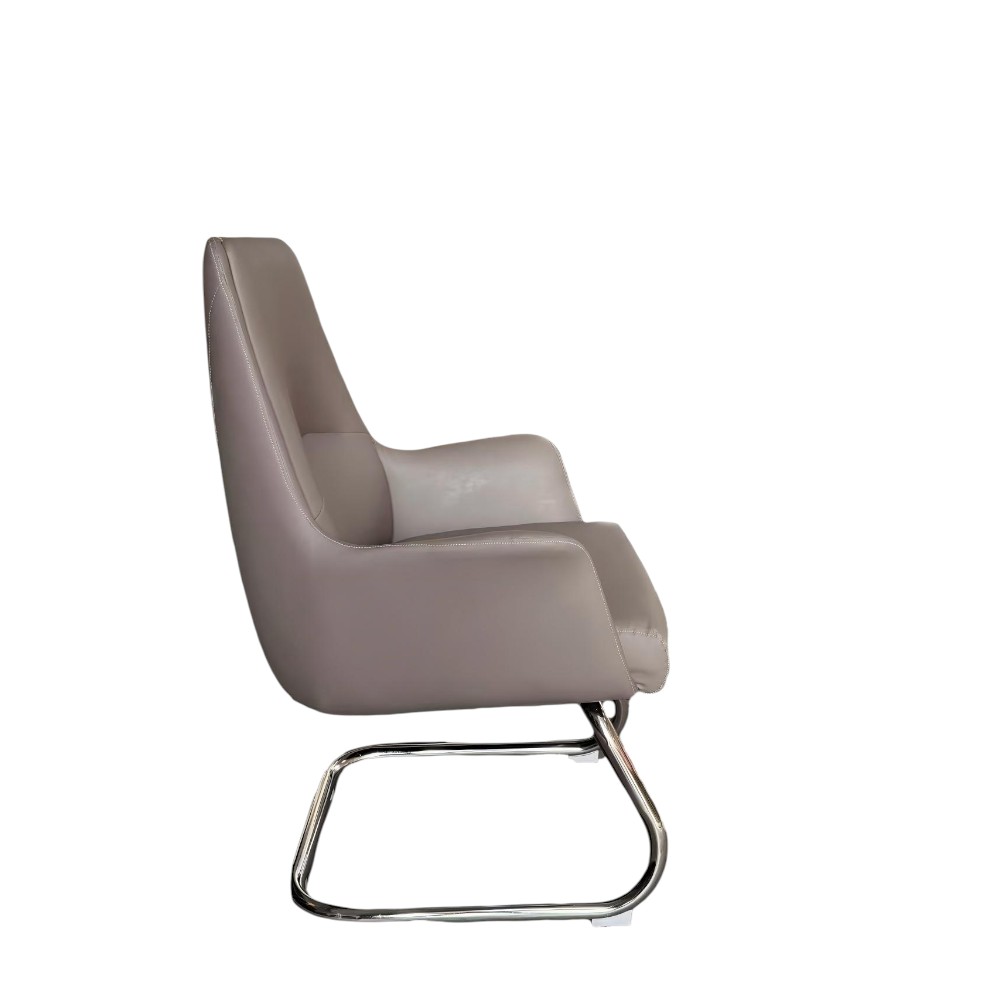 Silla de espera Mónaco de PU color gris base cromada