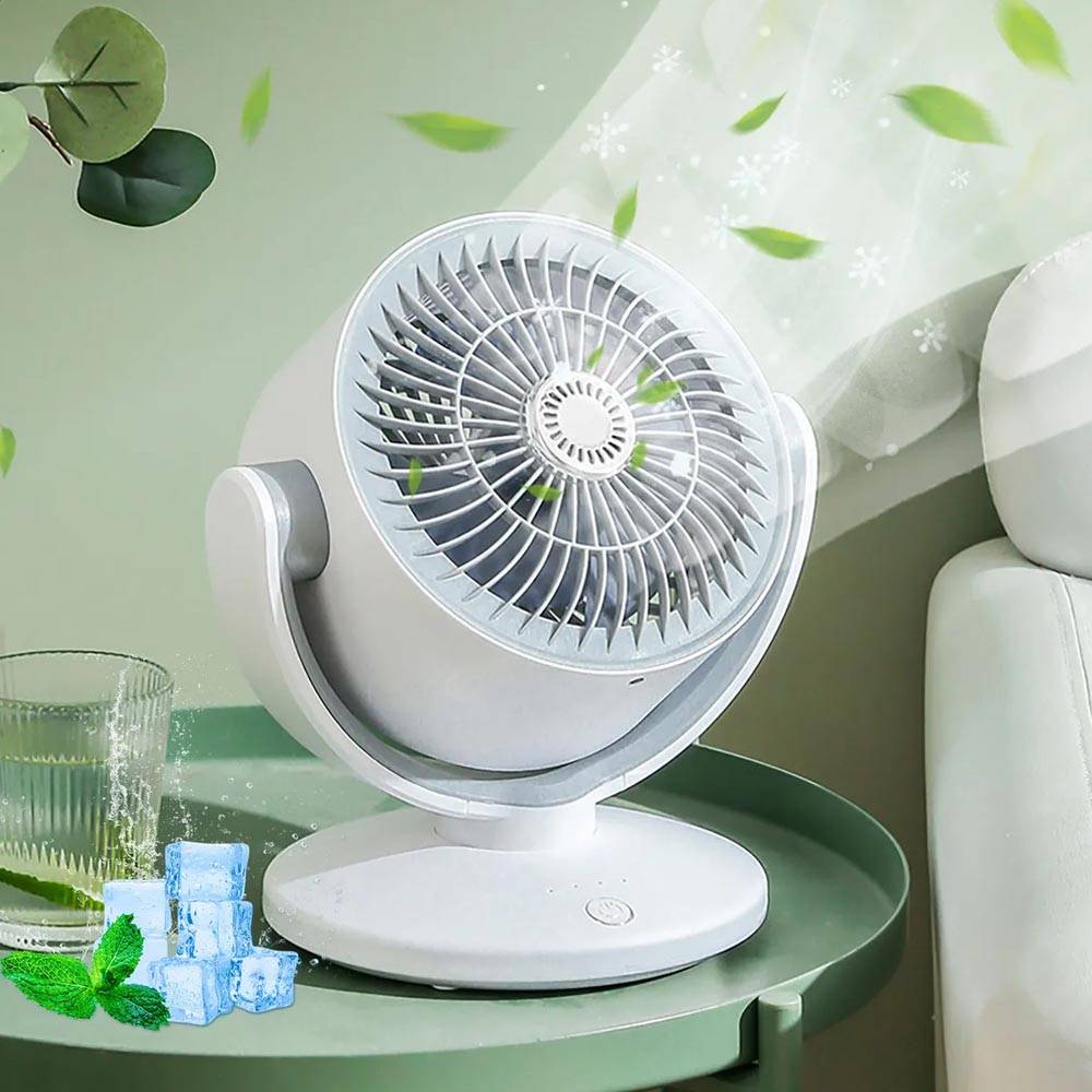 Ventilador portátil recargable blanco con USB