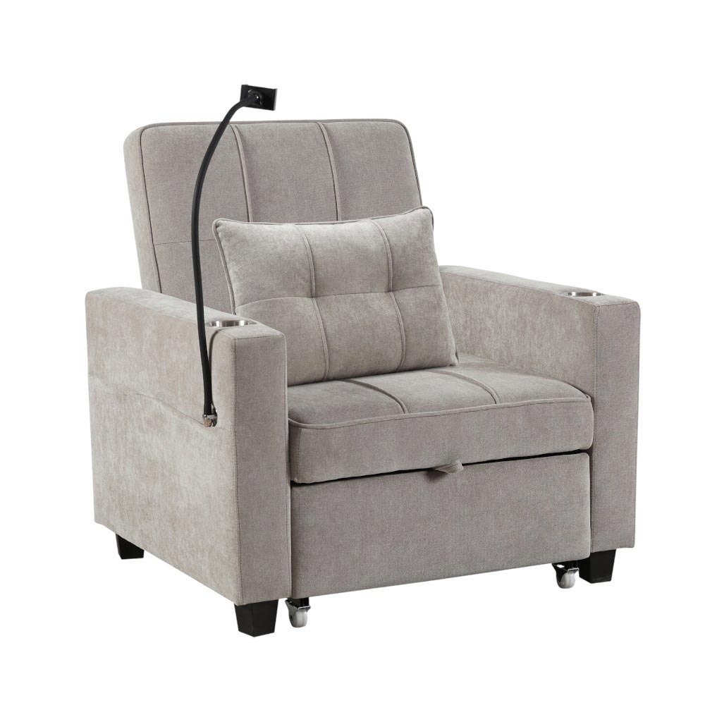 Butaca cama Jay pull out de tapiz gris