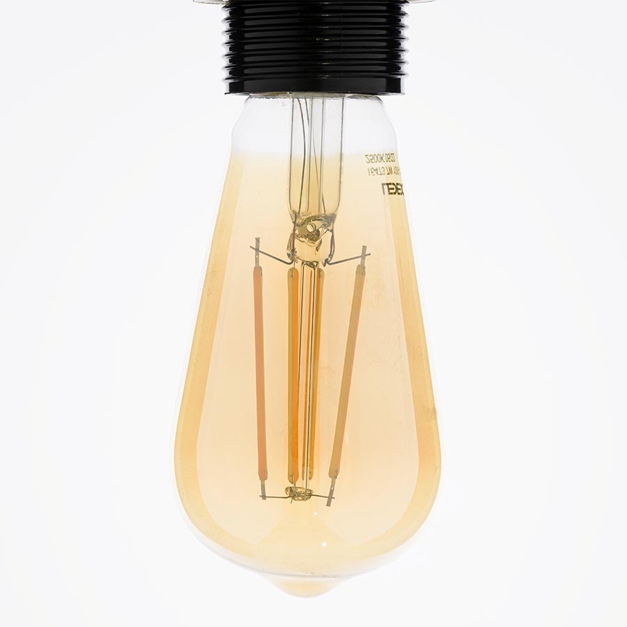 Foco LED dimerizable ST58 base E27 7W 2500K vidrio ámbar