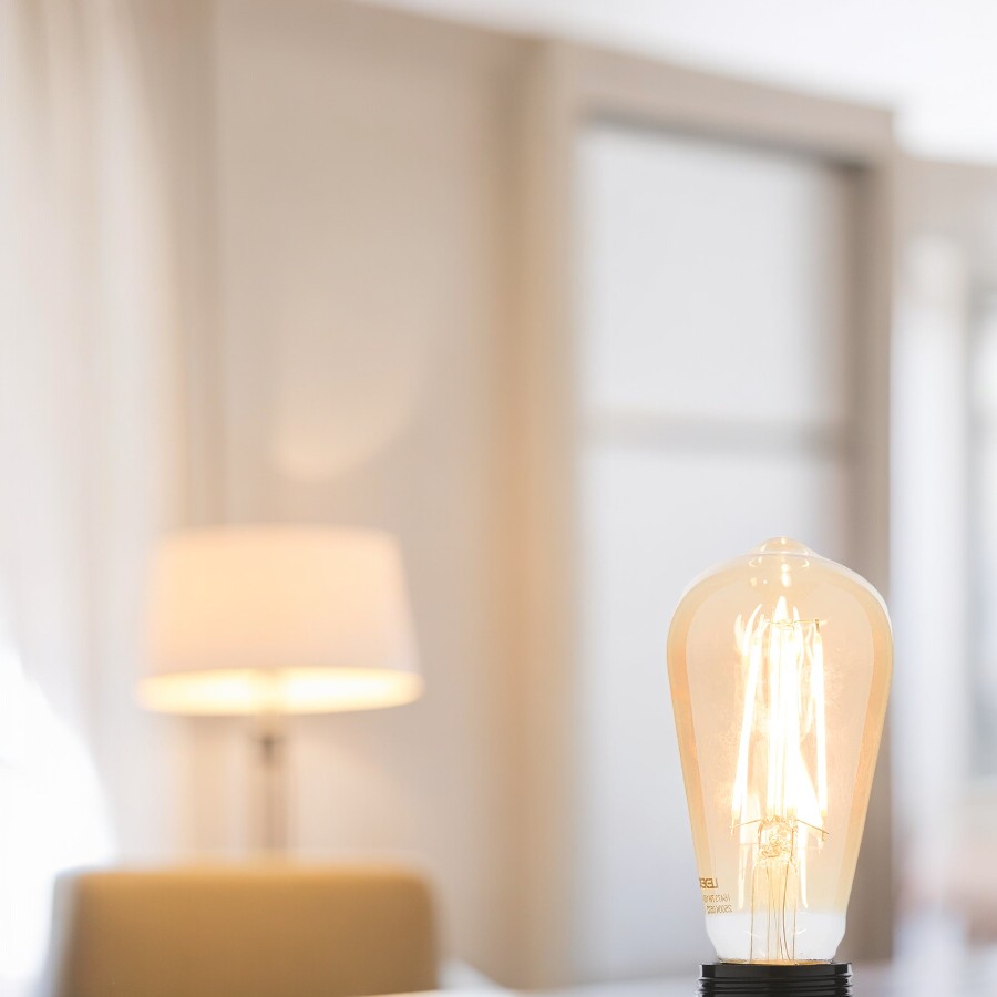 Foco LED dimerizable ST58 base E27 7W 2500K vidrio ámbar