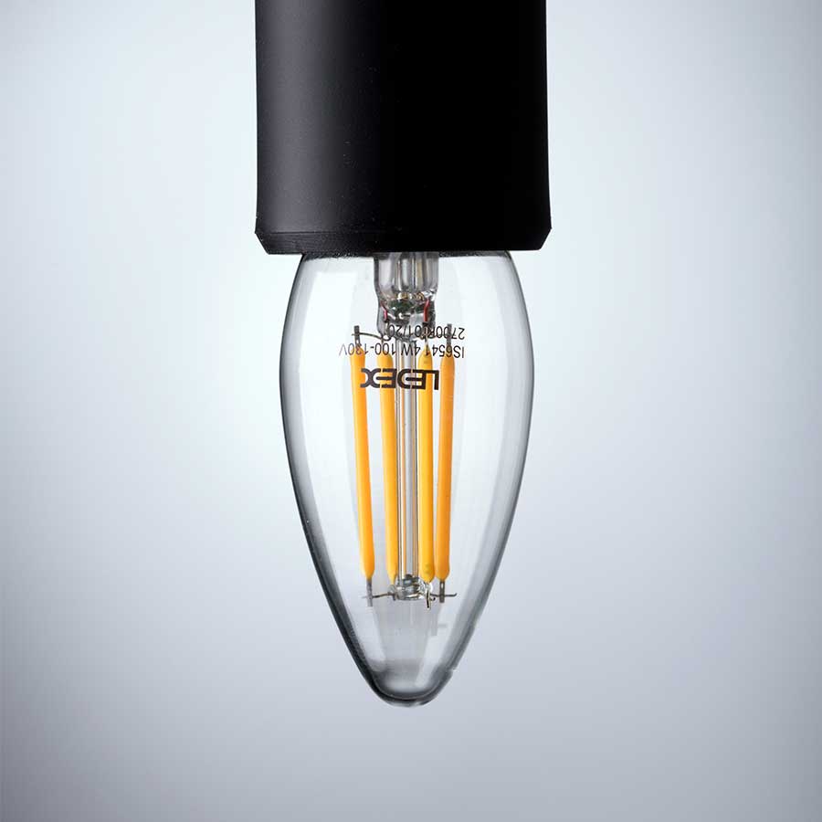 Foco LED C35 base E27 4W 470LM 2700K vidrio transparente