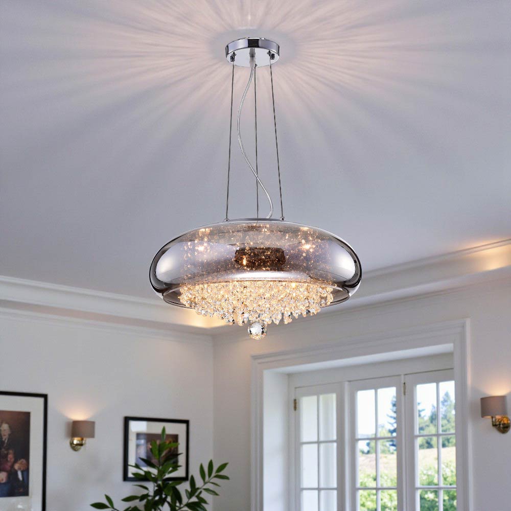 Lampara colgante 6xG9 Galicia chrome vidrio smoke