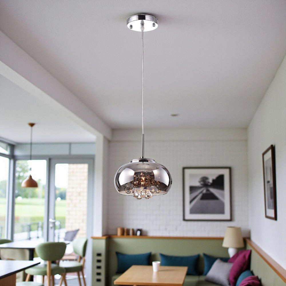 Lampara colgante G9 Baltimore vidrio smoke y cristales