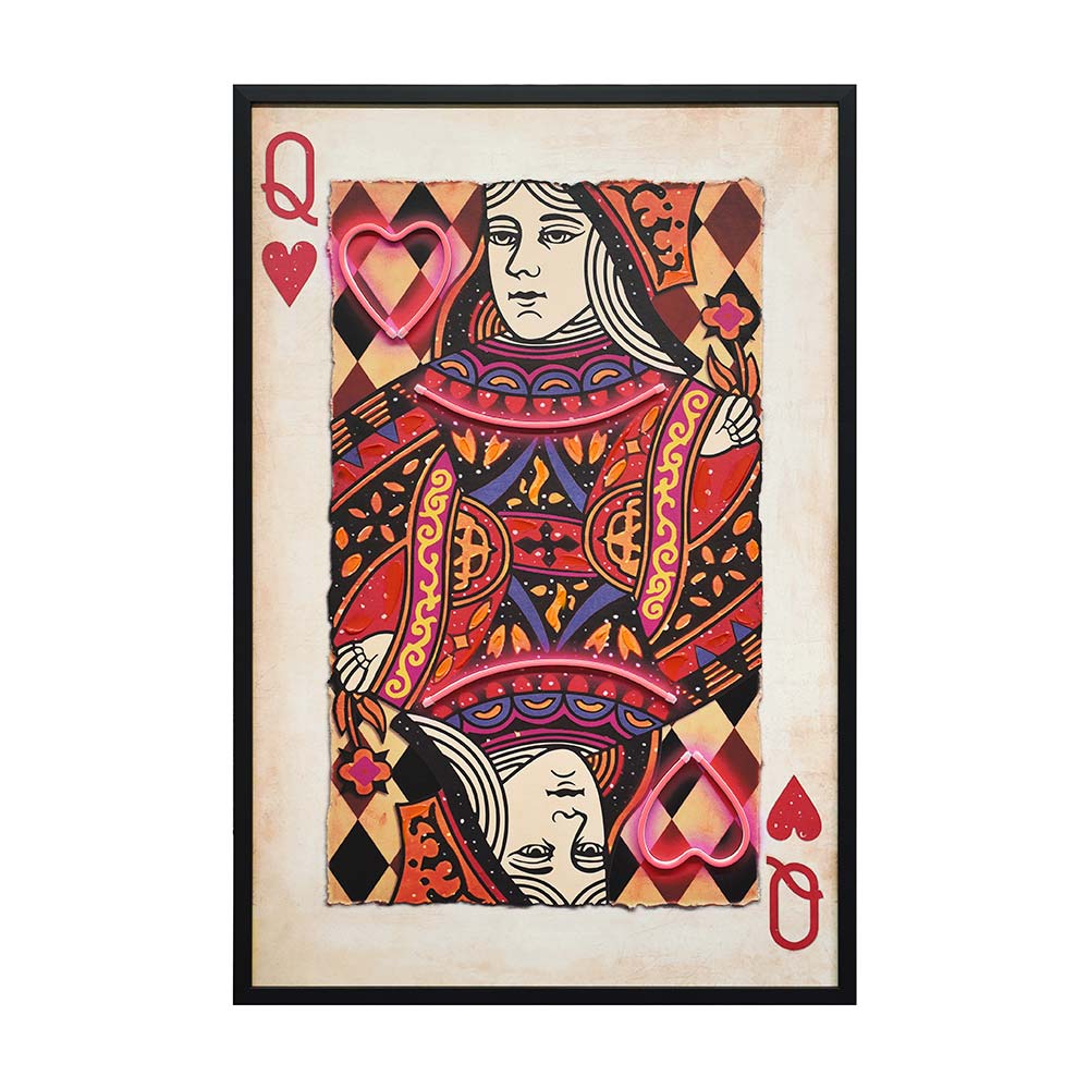 Cuadro 63x93 Queen of Hearts rosa + luz led