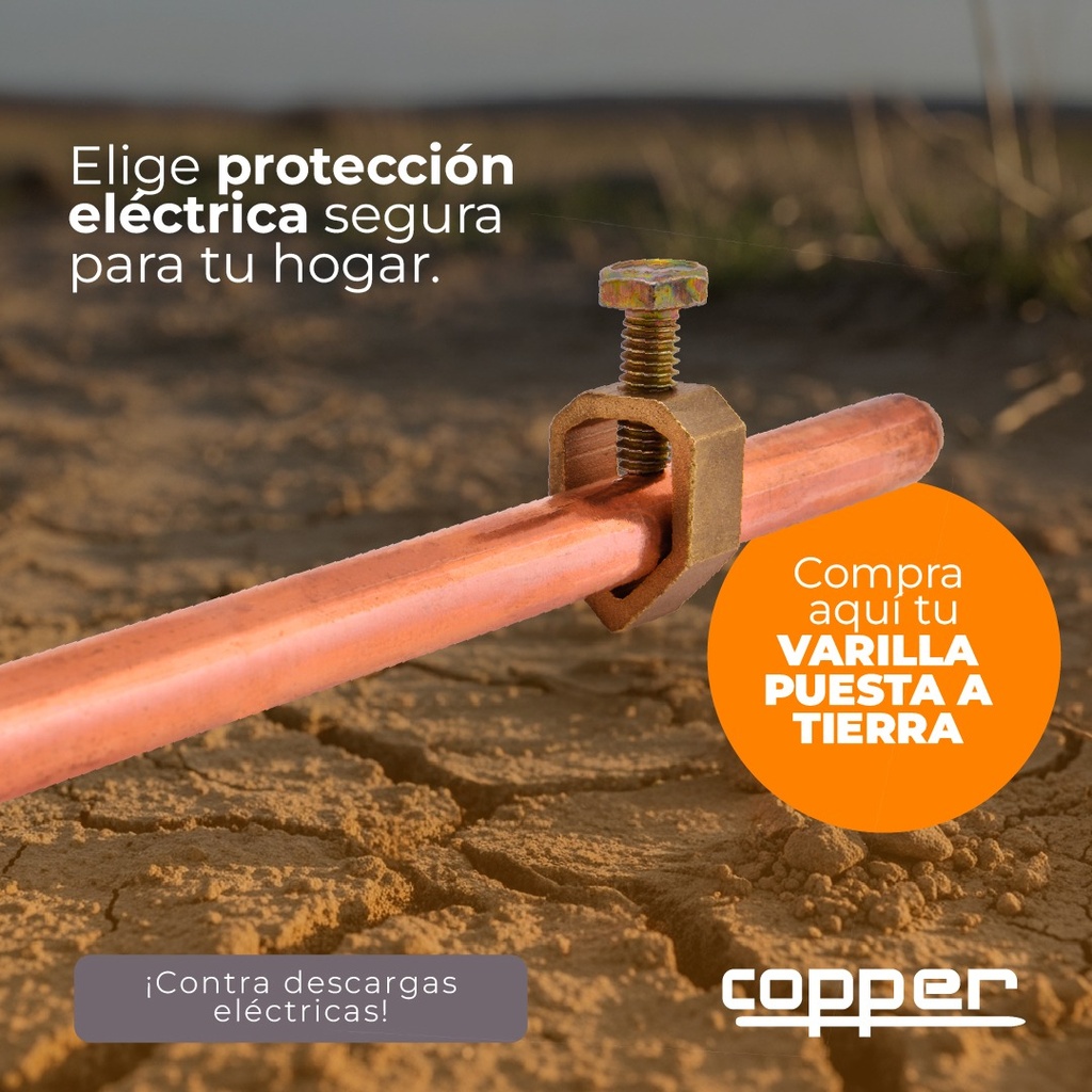 Varilla cobre puesta a tierra 1/2x1.5mts