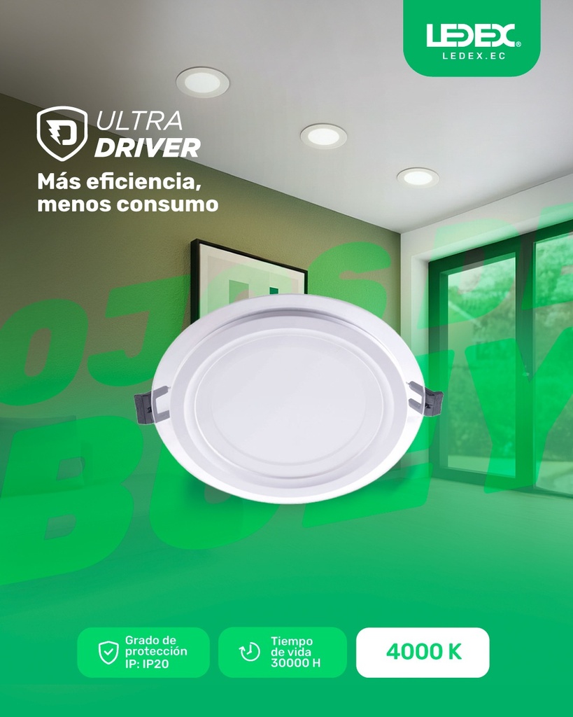 ODB LED de vidrio redondo blanco 6W 4000K Ø100mm