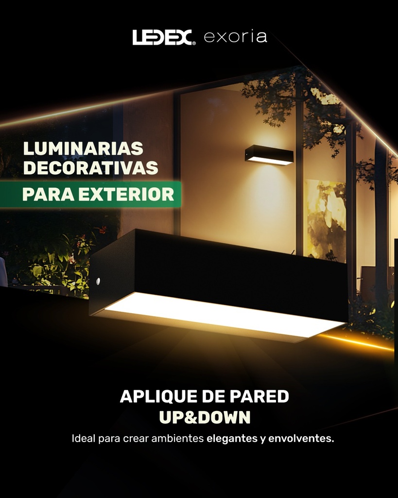 Aplique de pared G9 up&down rectangular negro IP65