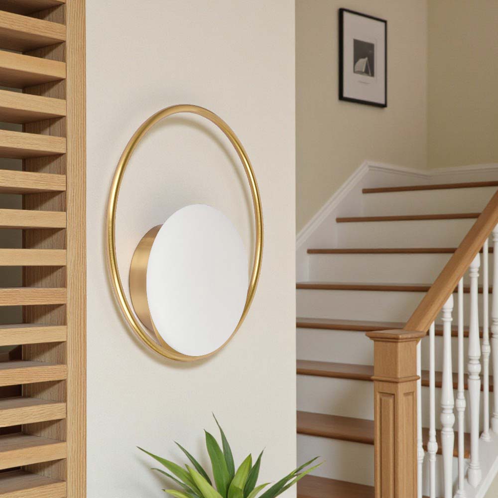 Aplique de pared LED Moon de metal dorado luz cálida
