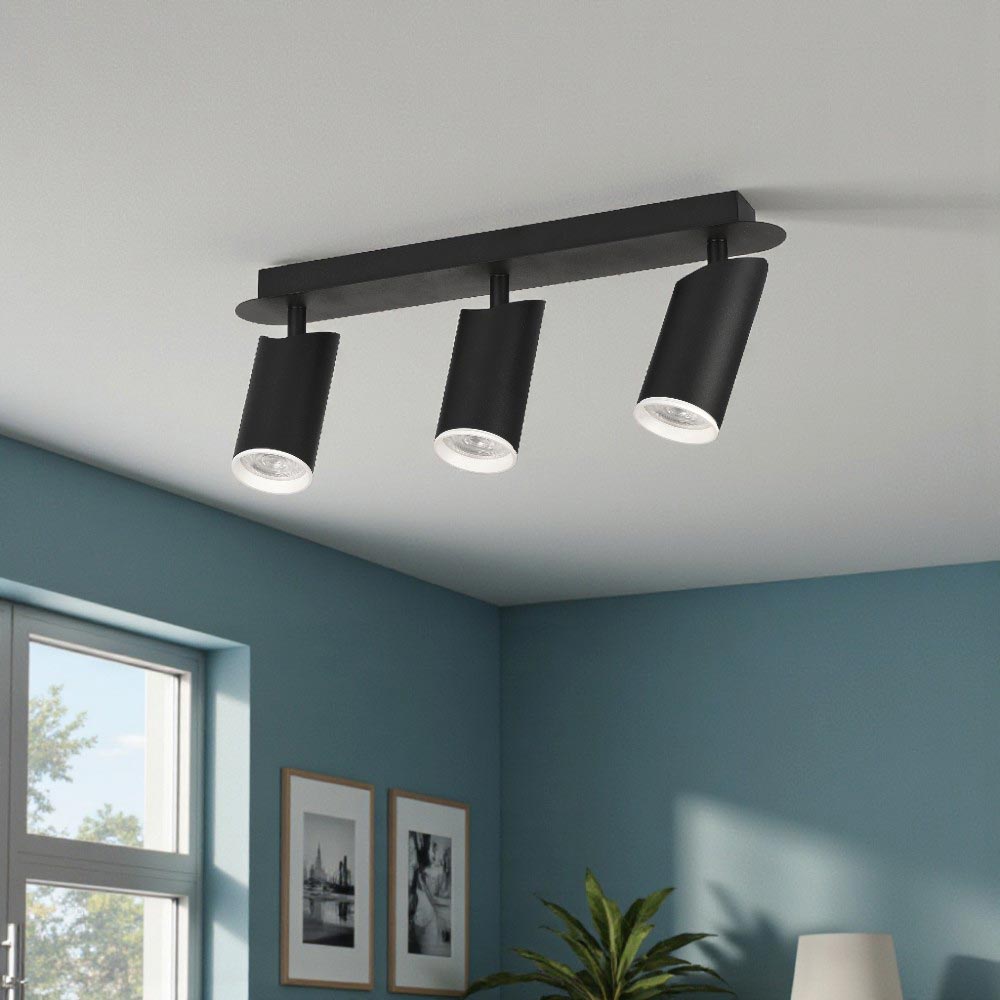 Spot sobrepuesto Rian negro/blanco 3XGU10