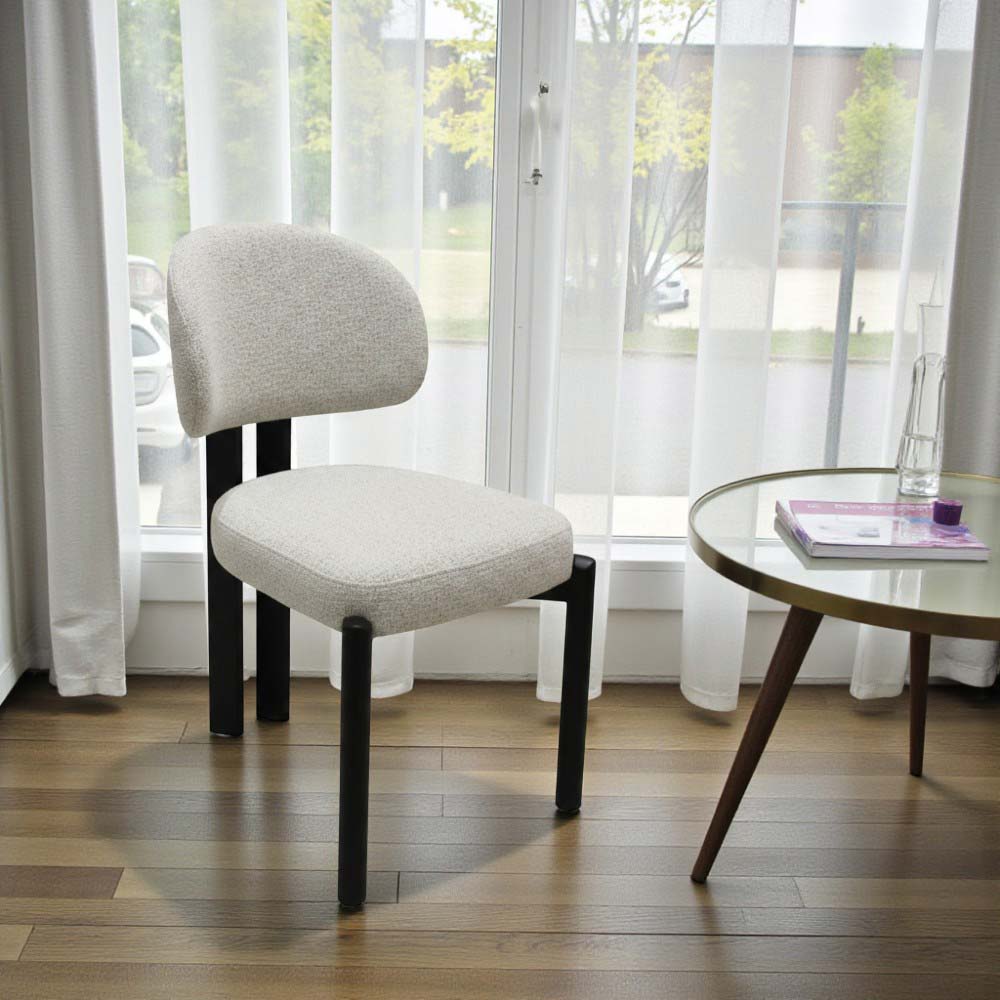 Silla de comedor sin brazos Iris de tela gris claro