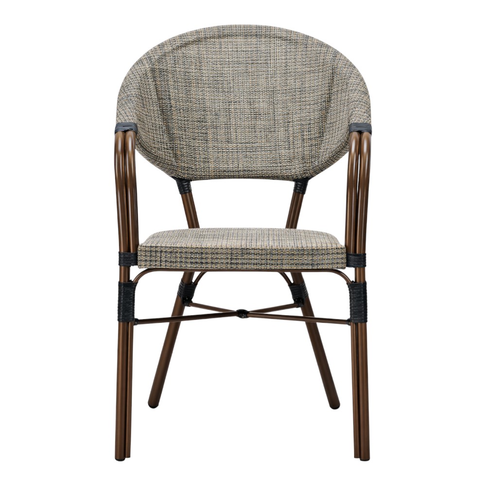 Silla de exterior Oriana de acero/textilene café