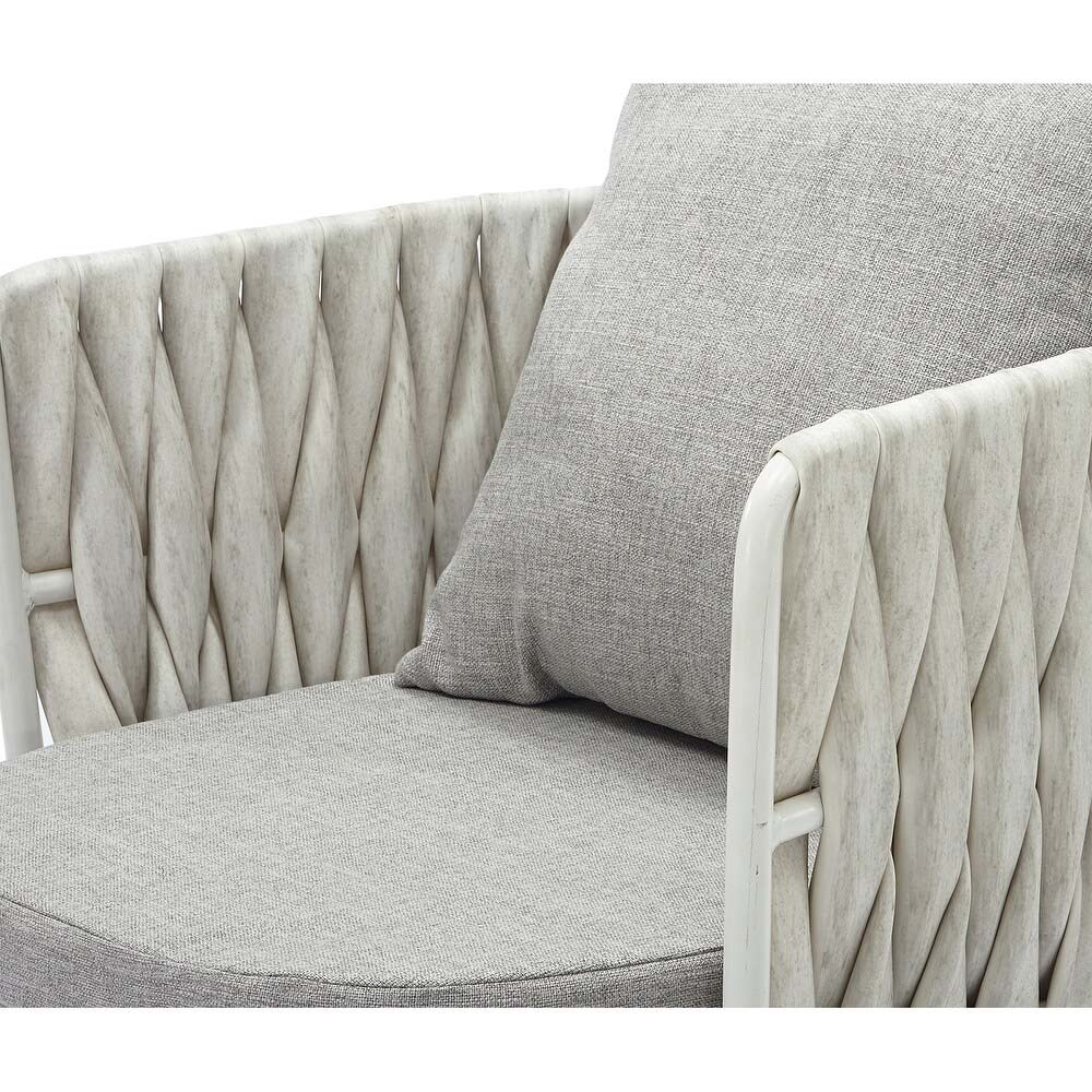 Set de exterior Dana de polyrattan gris estructura blanca