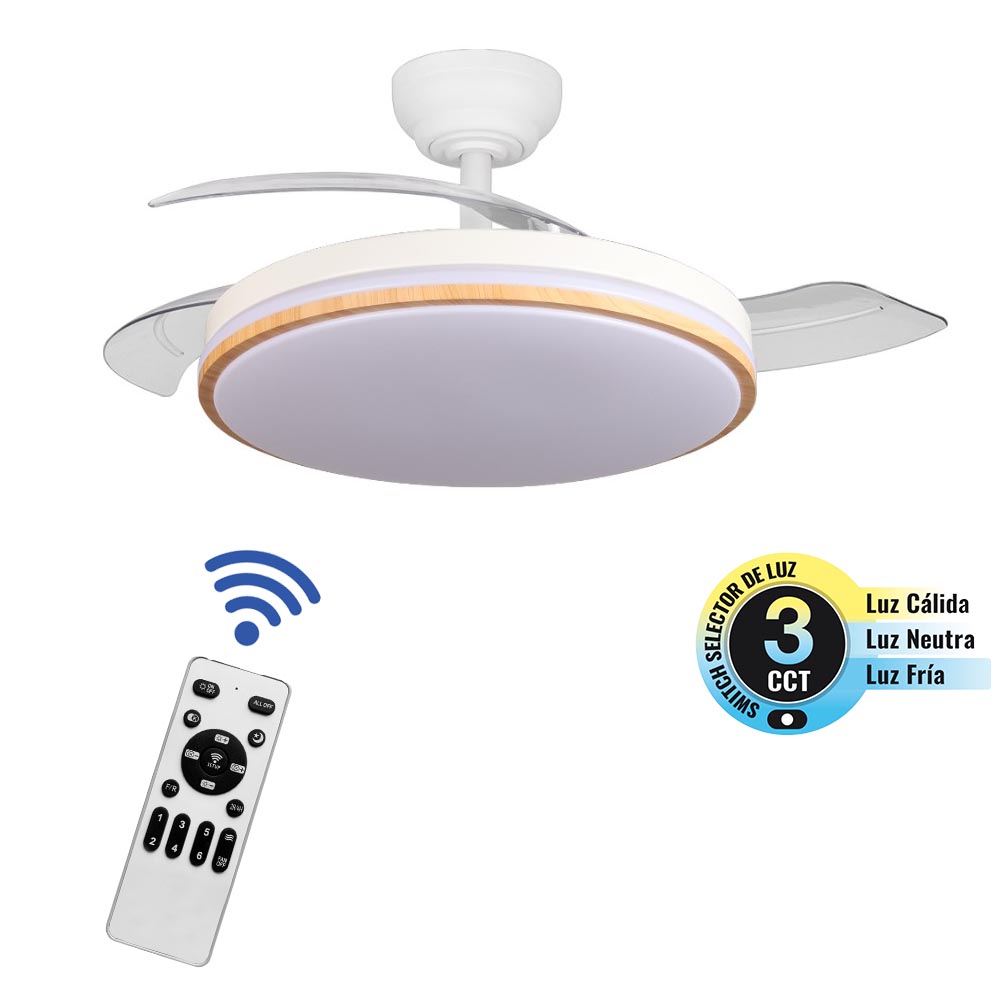 Ventilador de tumbado Arcadia 42" wood c/LED 3CCT c/control