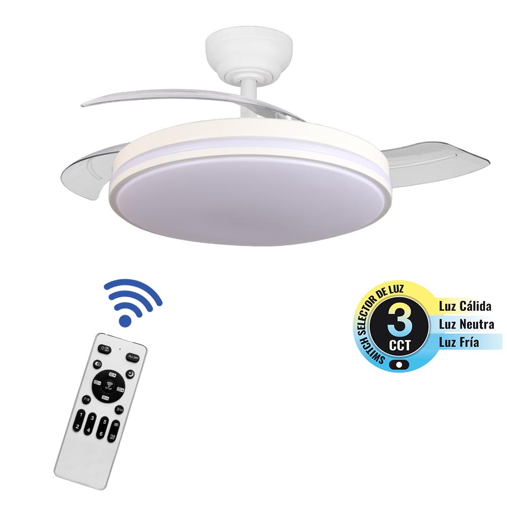 Ventilador de tumbado Arcadia 42" white C/LED 3CCT y control