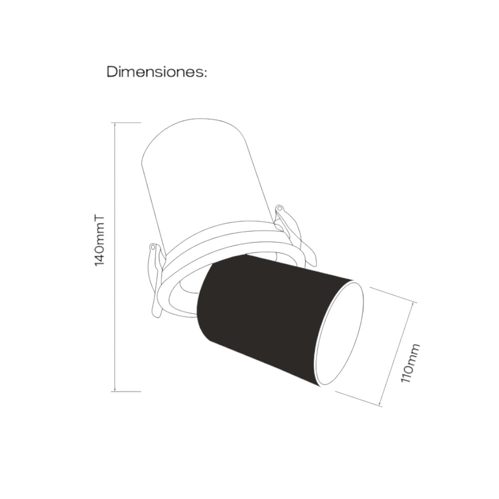 ODB empotrable tipo spot negro redondo para GU10 Ø110mm