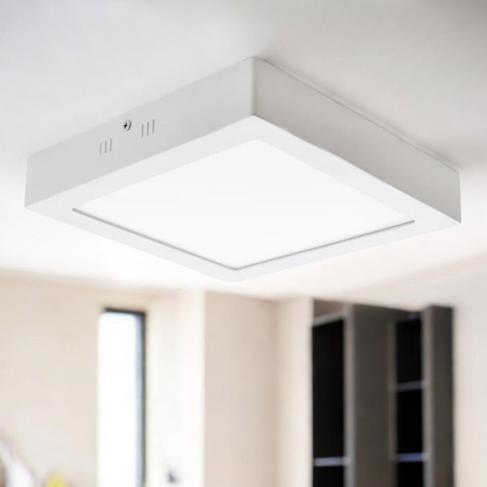 PLAFÓN SOBREPUESTO BORDES RECTOS LGP CUADRADO BLANCO DE 6W 3000K 100-265V FP>0.5 480LM LEDEX