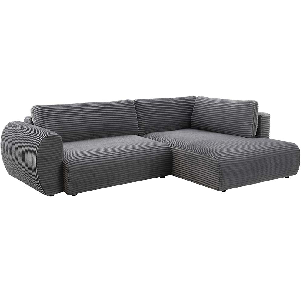 Sofá cama seccional de tela Corderoy color gris