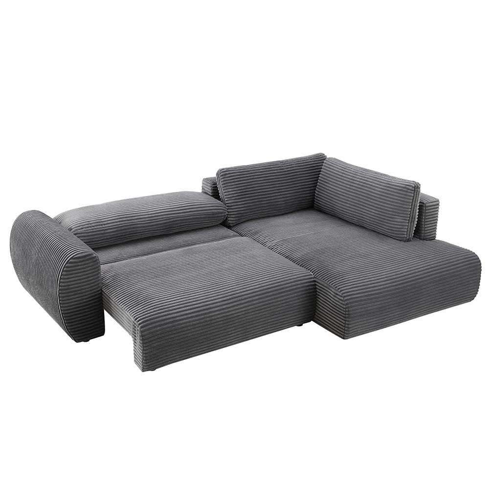Sofá cama seccional de tela Corderoy color gris