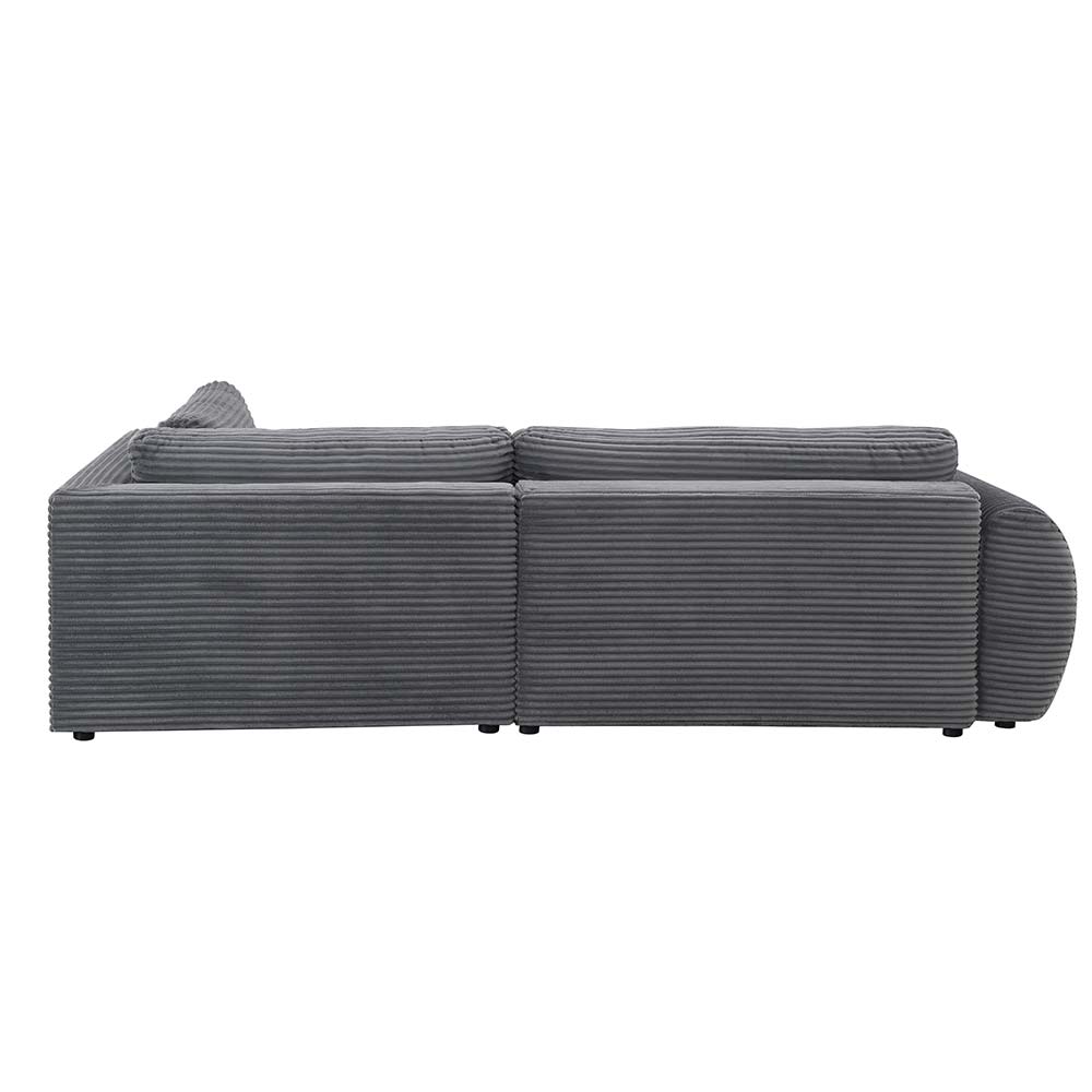 Sofá cama seccional de tela Corderoy color gris