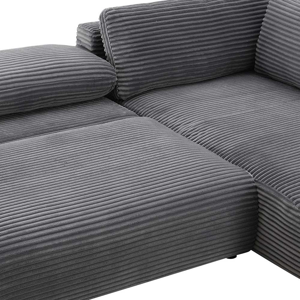 Sofá cama seccional de tela Corderoy color gris