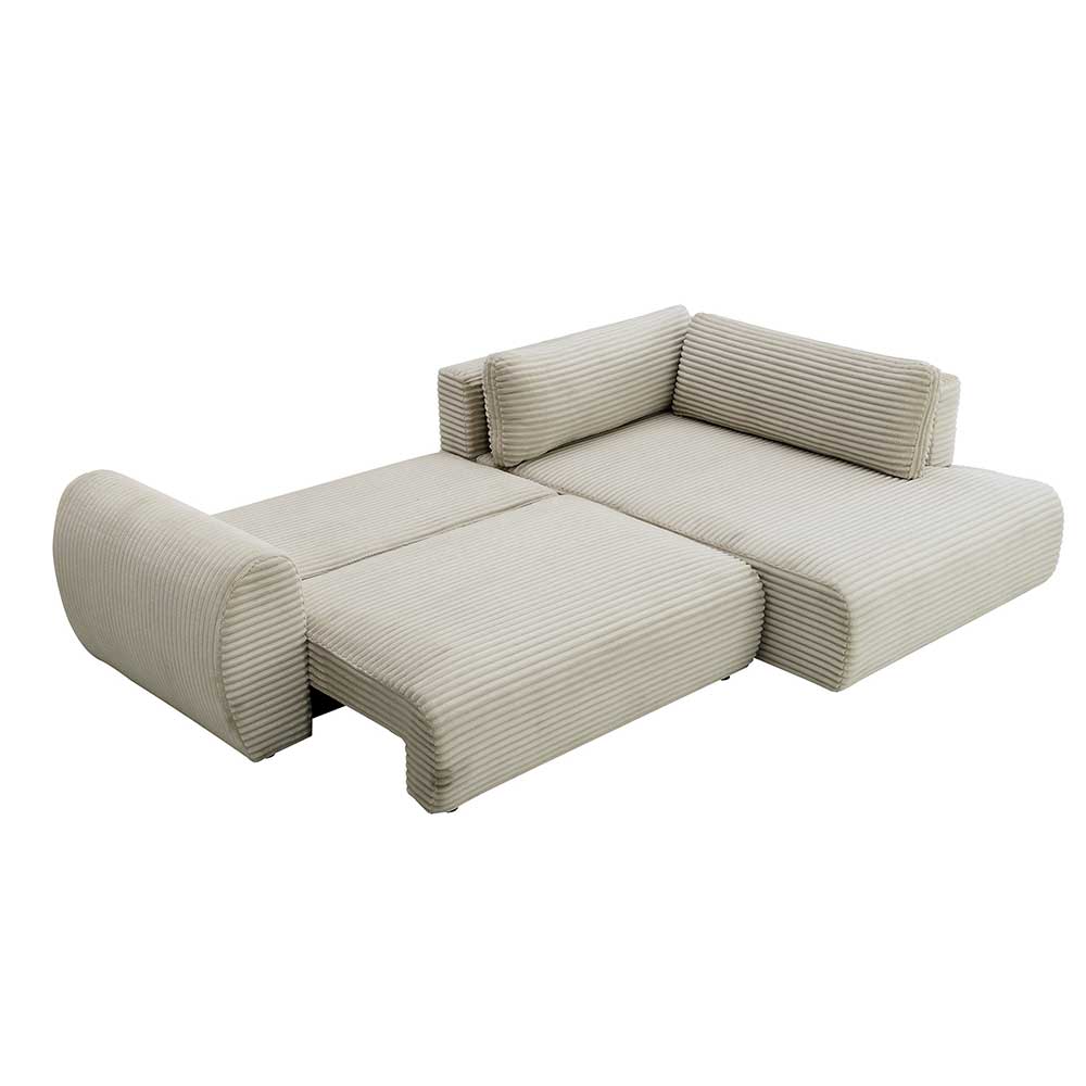 Sofá cama seccional de tela corderoy color taupe