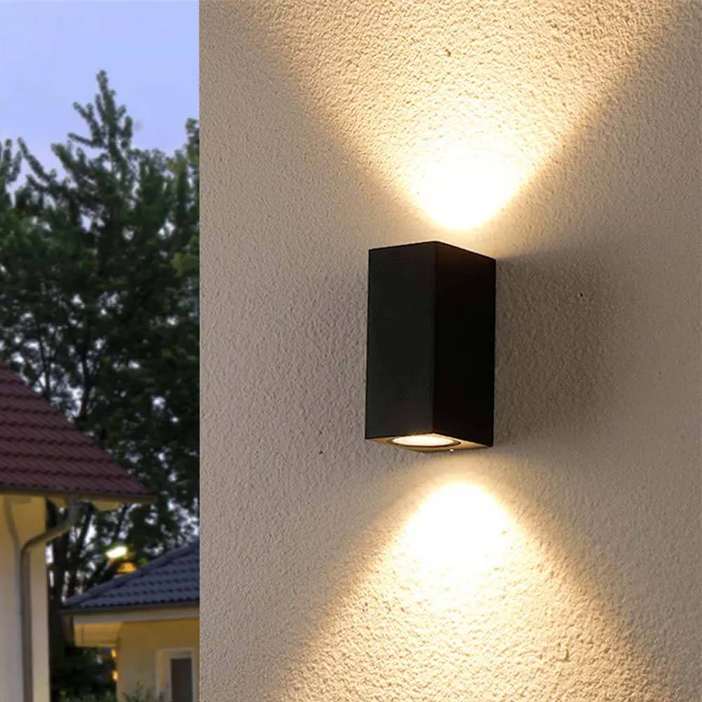Aplique de pared 2xGU10 up&down rectangular negro IP54