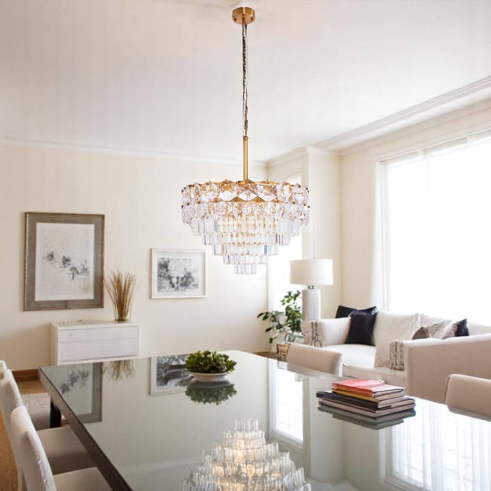 Lámpara colgante 9xE14 Chiara brass de cristal