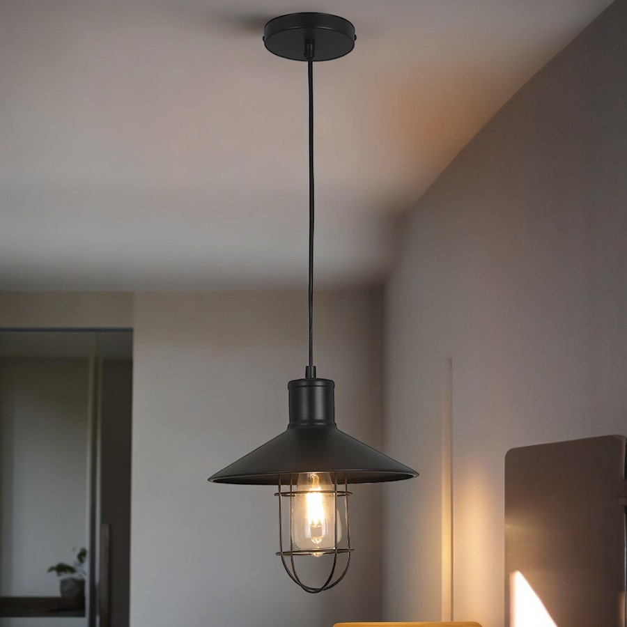 Lámpara colgante industrial E27 Grabrielle black