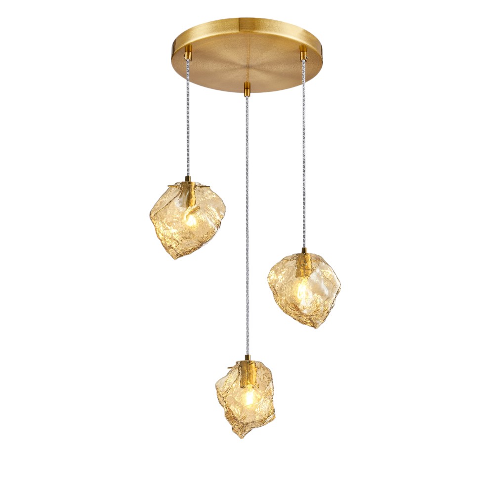 Lámpara colgante 3xE14 Quartz 43 de vidrio ambar