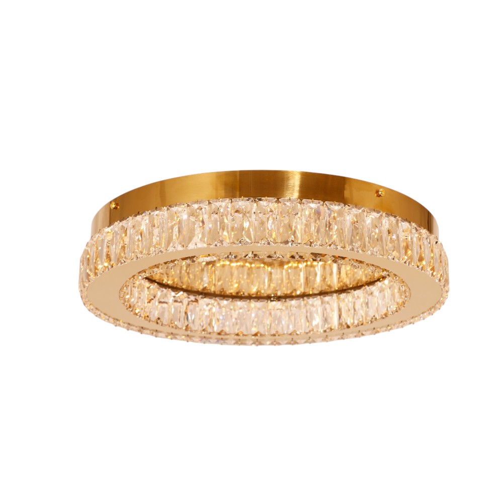 Lámpara led de techo redonda Hansen de cristal gold c/3CCT