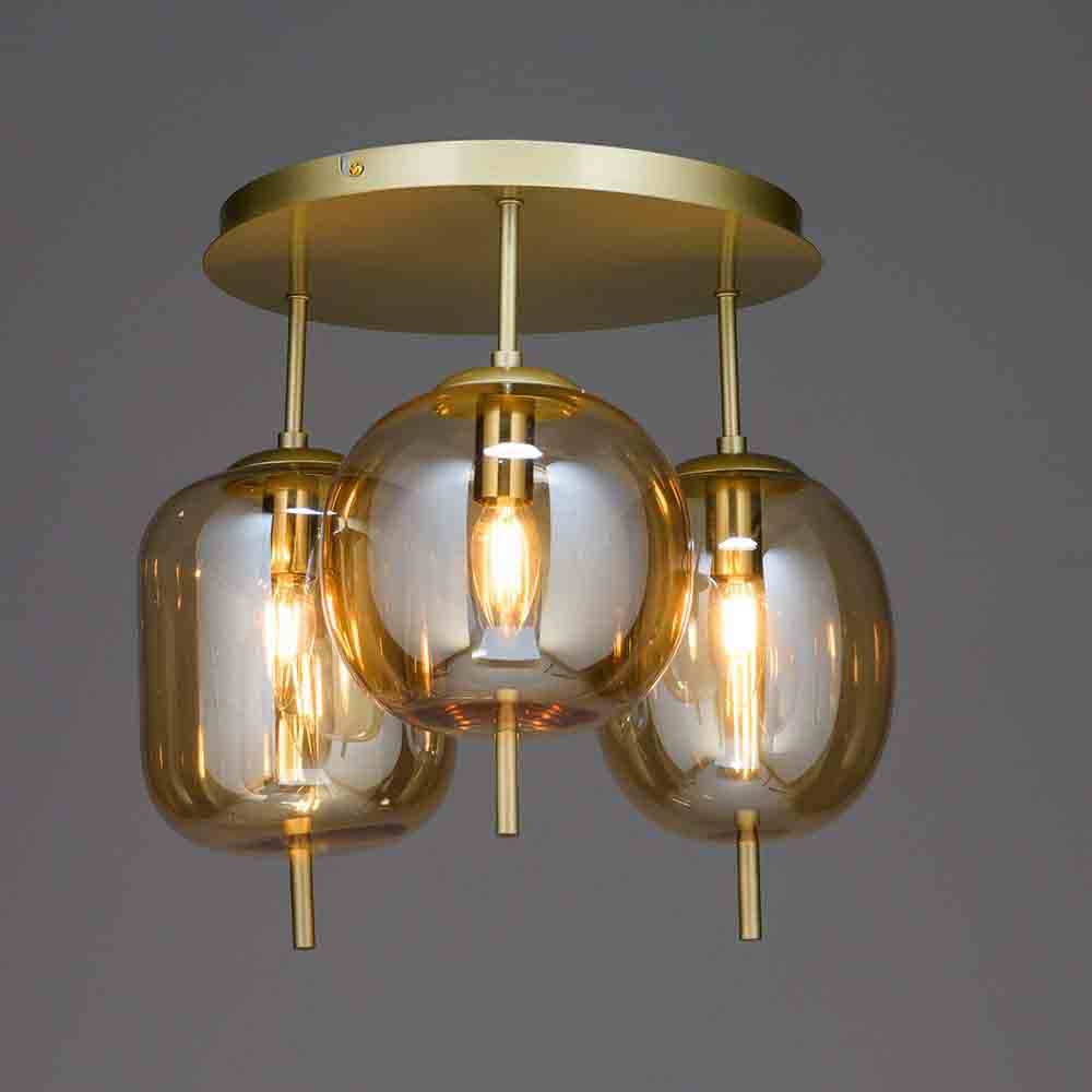 Lampara de tumbado 3xE14 Kaori gold/ambar