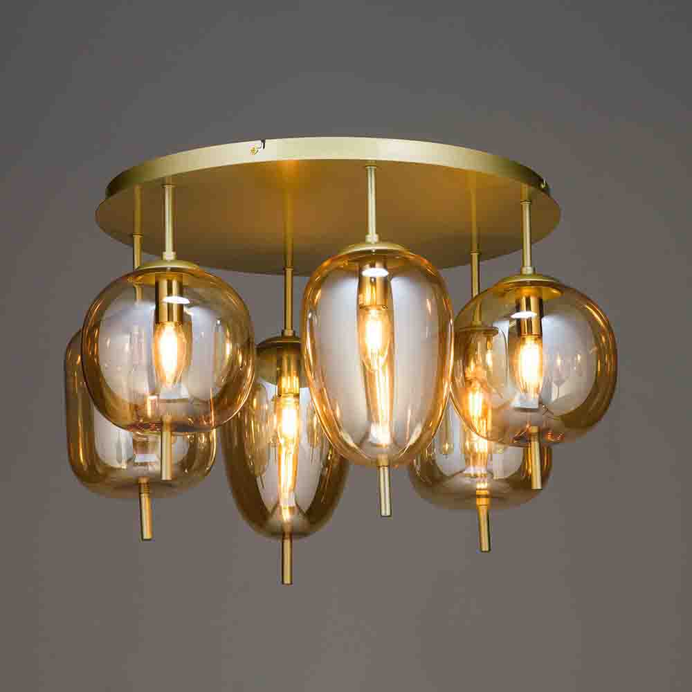 Lampara de tumbado 6xE14 Kaori gold/ambar