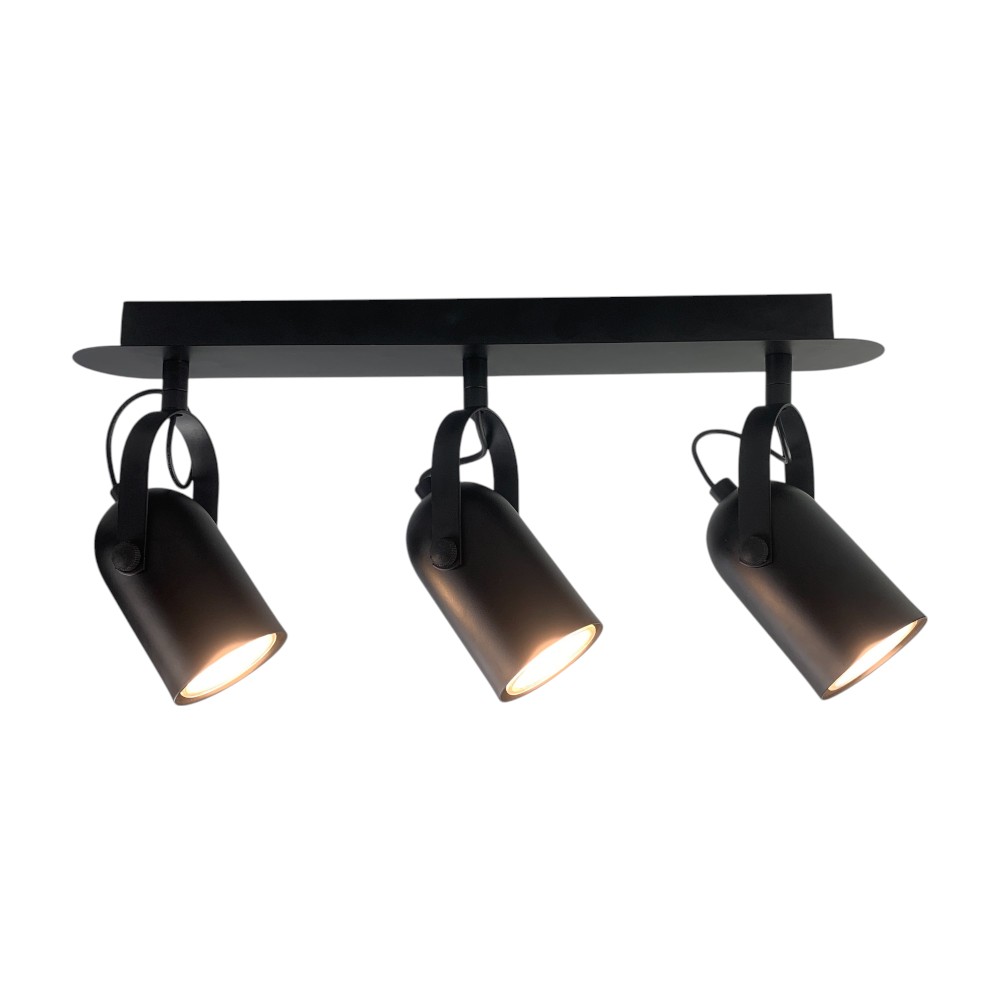 Spot triple dirigible Hana negro para focos GU10