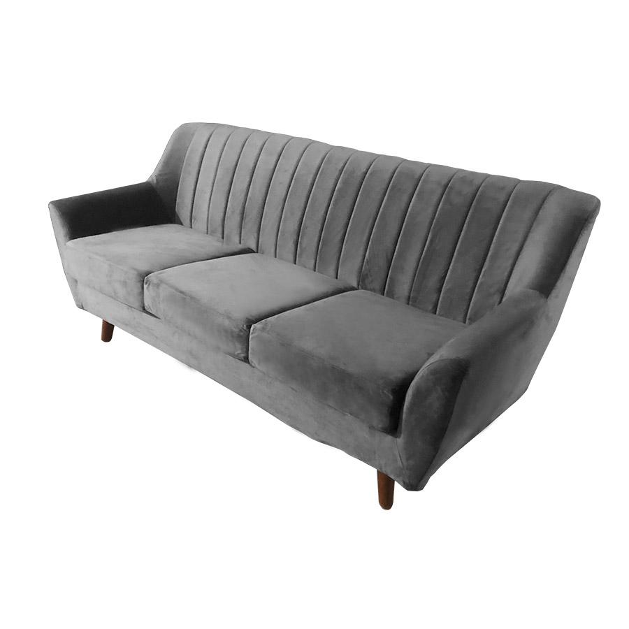 Sofa de 3 puestos economy Chris velvet gris