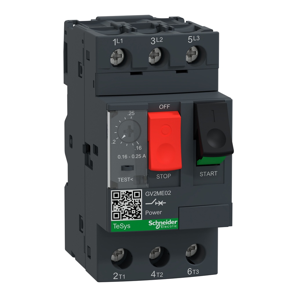 Guardamotor Termomagnético TeSys GV2 AC-3 0.16-0.25A 100KA 3P3D
