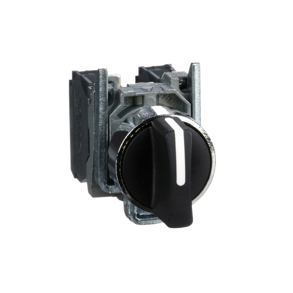 Selector negro Ø 22mm 3 posiciones 2 NA XB4BD53