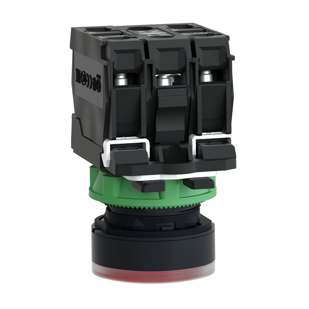 PULSADOR LUMINOSO ROJO PLASTICO XB5AW34G5 22MM 1NA + 1NC - 120VAC