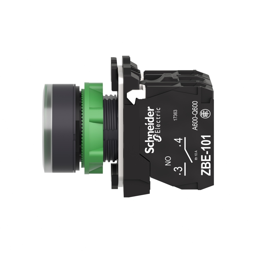 PULSADOR LUMINOSO VERDE PLASTICO XB5AW33G5 22MM 1NA + 1NC - 120VAC
