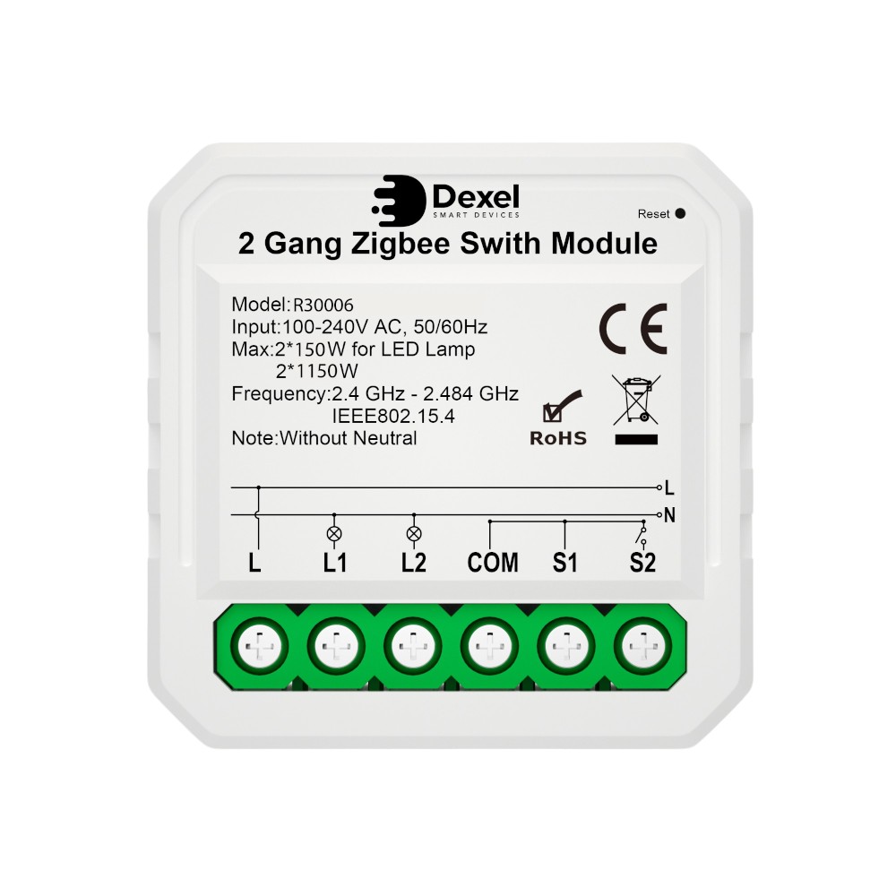 Módulo remoto Zigbee 2 canales ON/OFF Dexel Pro