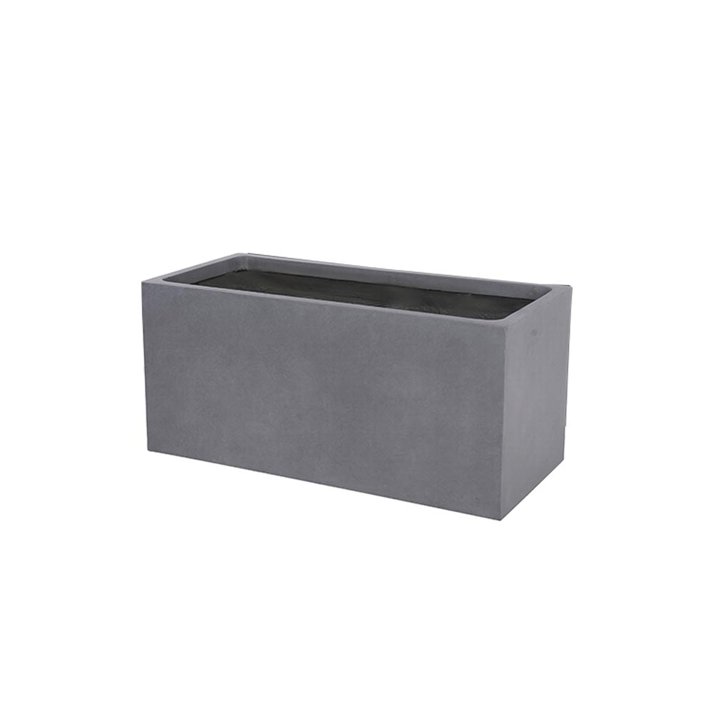 Macetero rectangular de fibra mineral gris 60x30cm