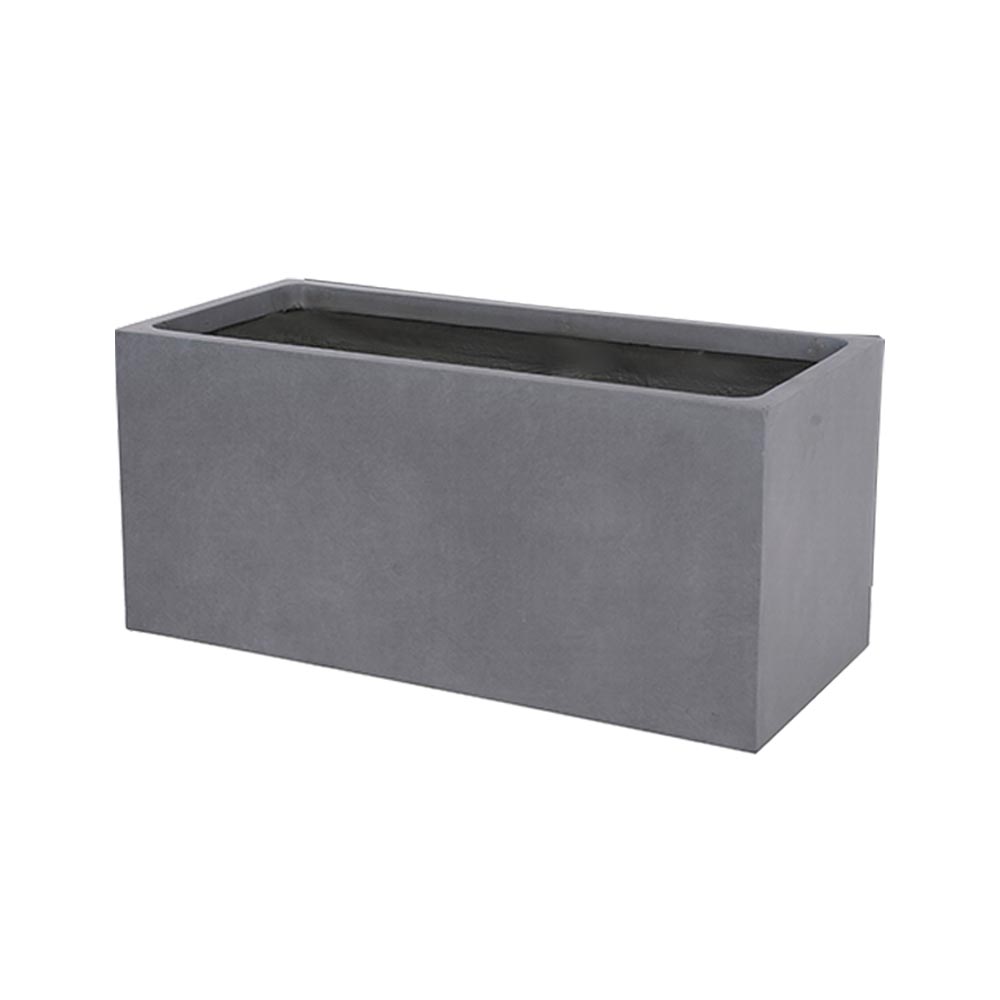 Macetero rectangular de fibra mineral gris 100x47cm