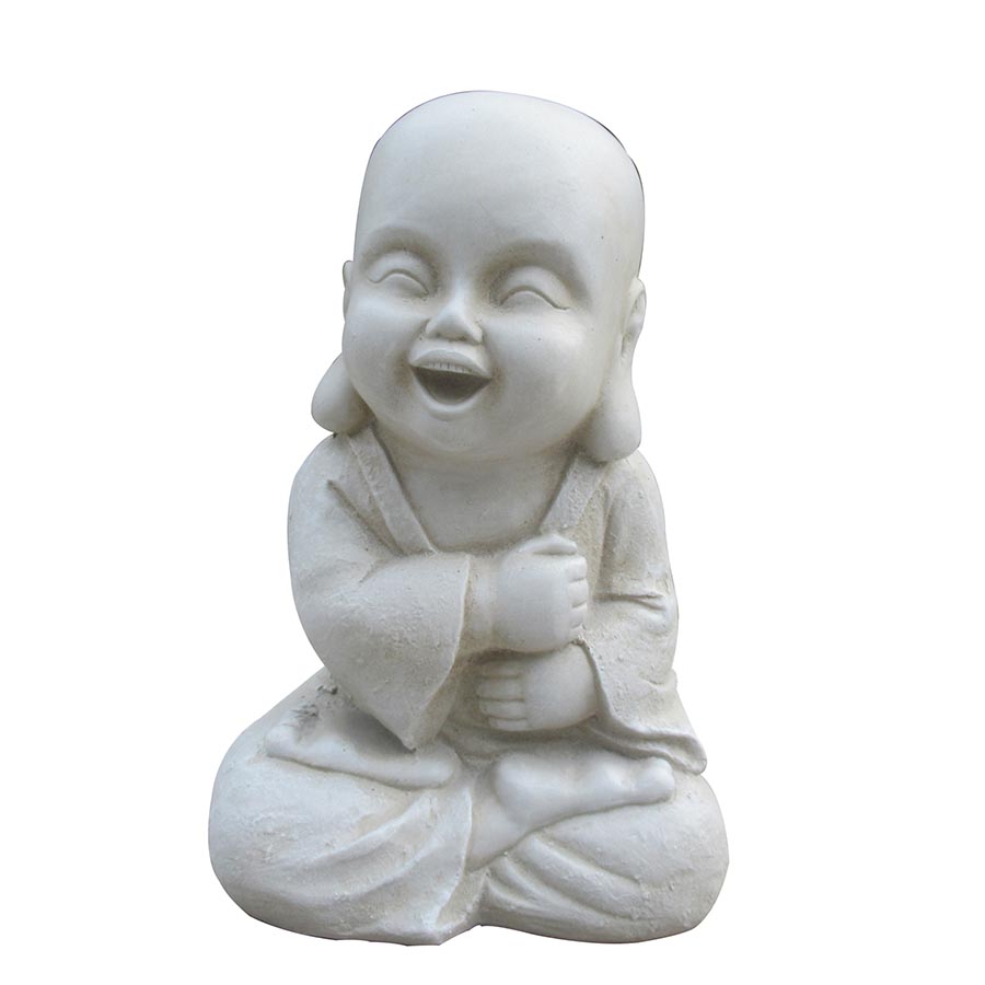 Estatua Buda de fibra mineral beige 21x32cm