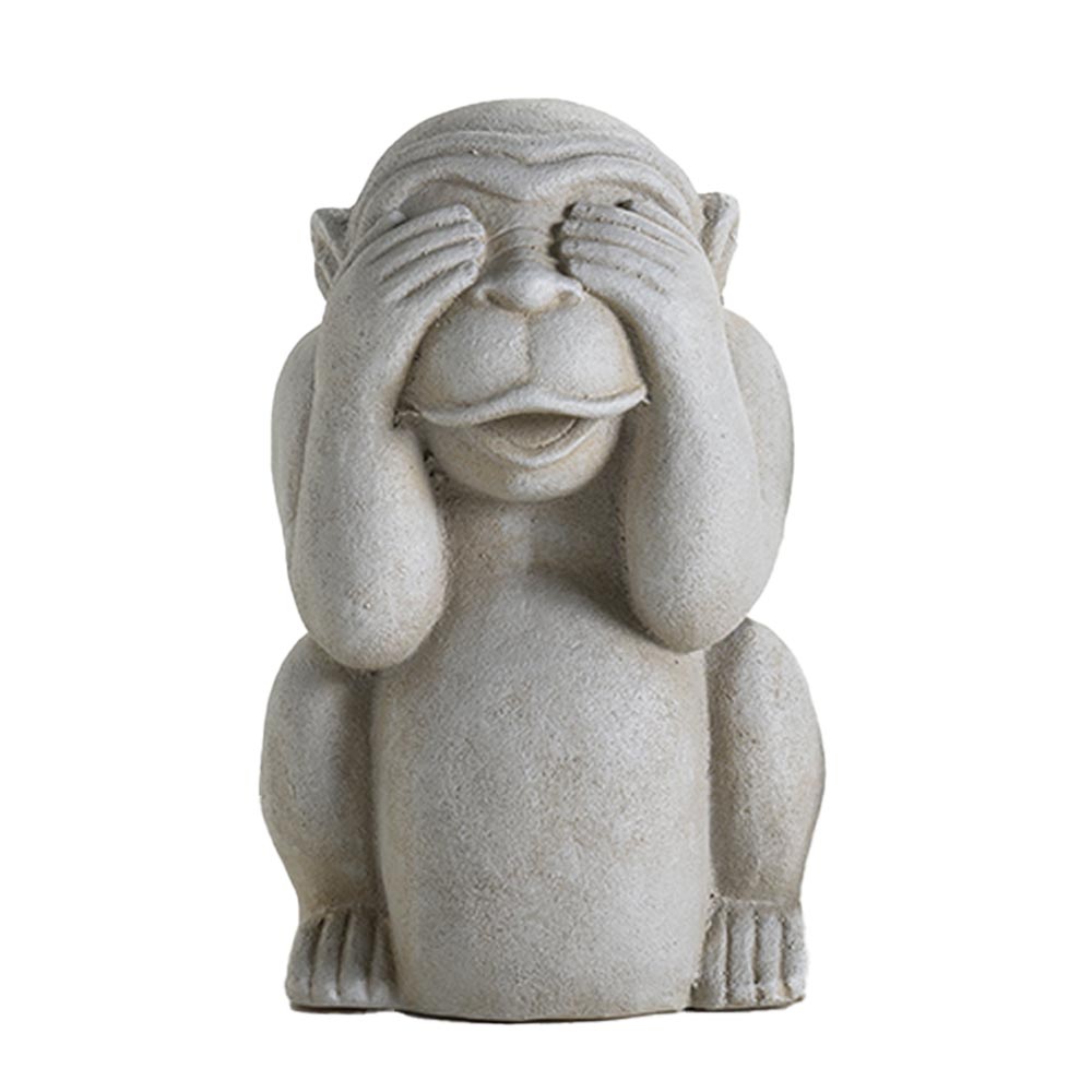 Adorno Mono No Veo de fibra beige 35cm