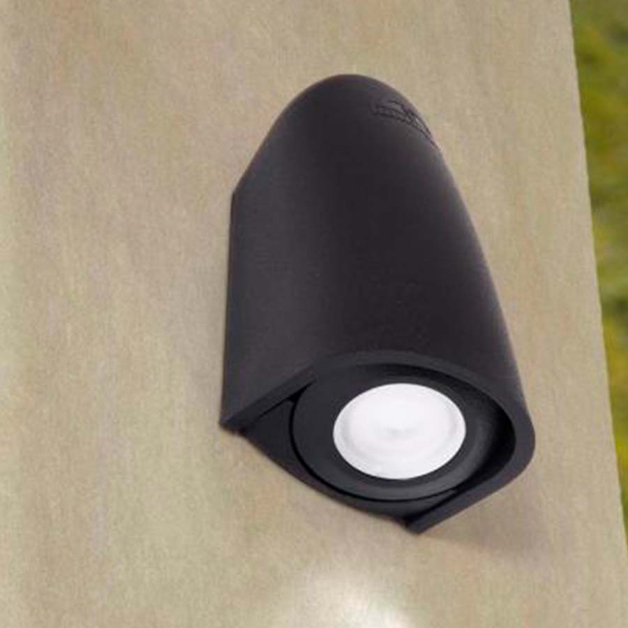 Luminaria de pared Mamete Round negro luz cálida