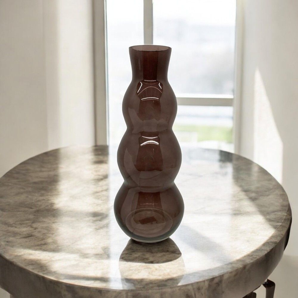 Florero de vidrio marrón Curves 40cm