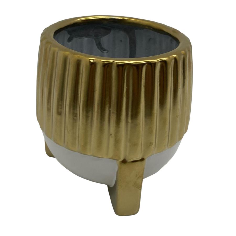 Florero Estela de ceramica dorado/blanco