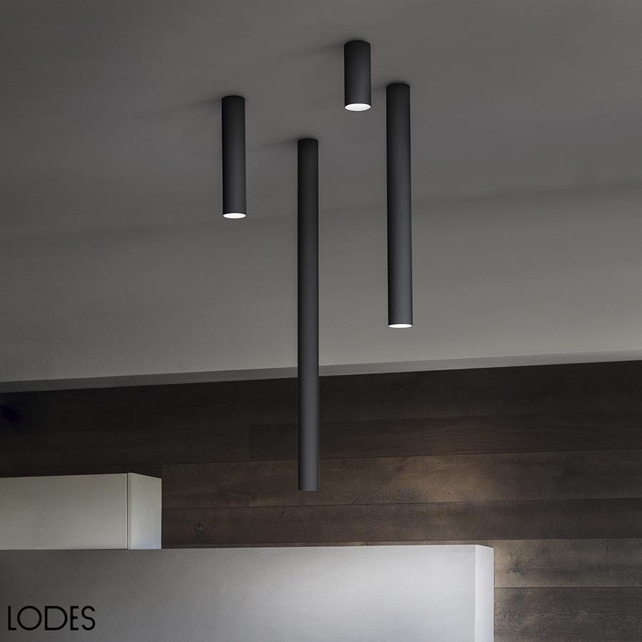 Spot sobrepuesto Tube L negro para foco GU10